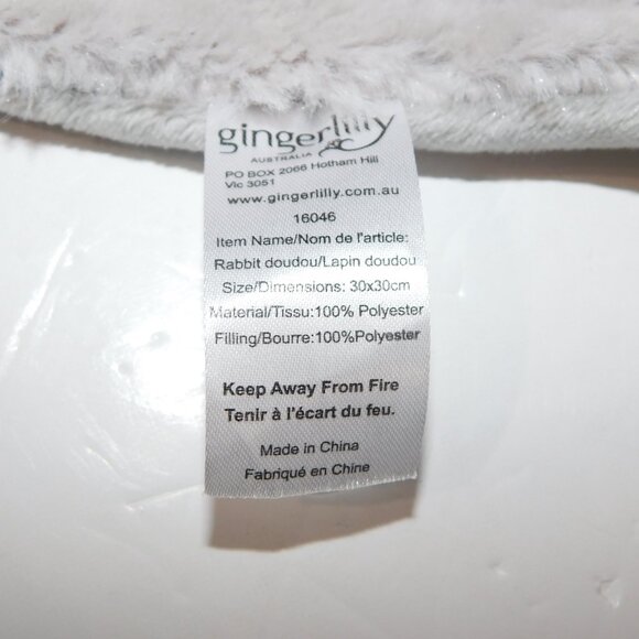 Gingerlilly Gray Plush Bunny Rabbit Gingham Duck Security Blanket Baby lovey - Picture 6 of 7